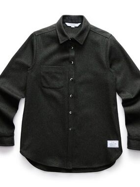 Anian Womens Modern Melton Olive Wool Shirt XL